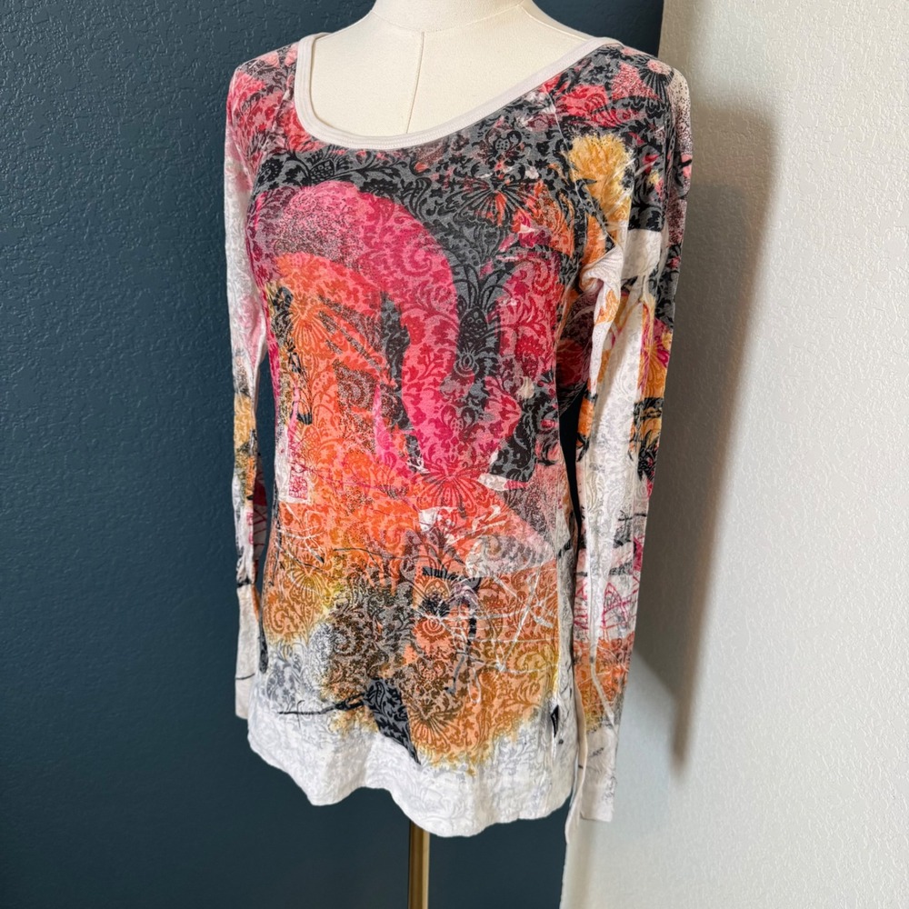Boho Indie Sleaze Prana Burnout Yoga Top Large Multi Color